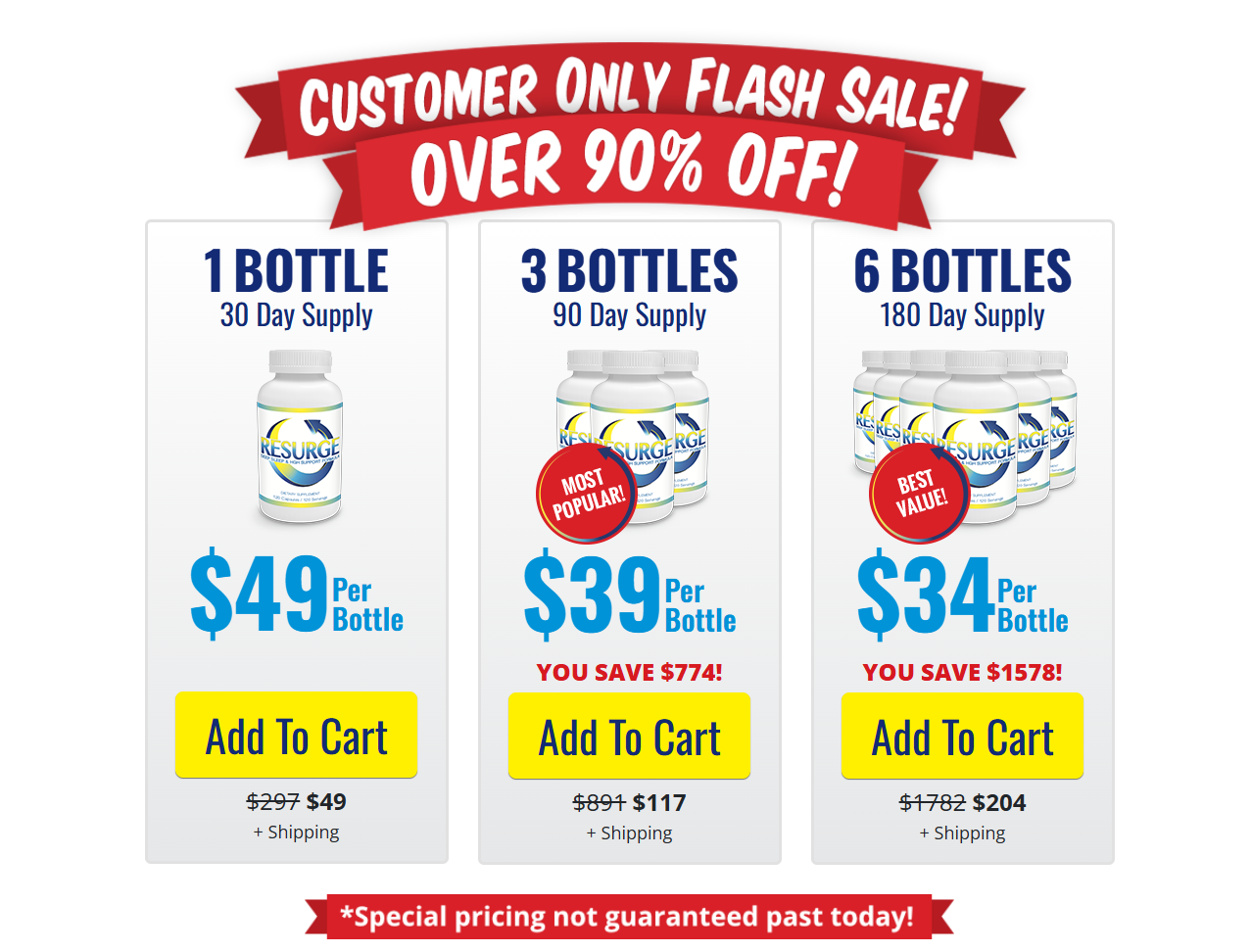 Resurge pricing packages and discount bundles